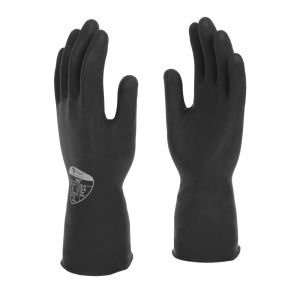 Polyco Jet 31cm Heavy Duty Black Natural Rubber Flock Lined Glove