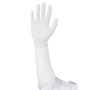 Gants en nitrile non stériles Nitrex CX400 blancs pour salle blanche, avec une manchette de 400 mm