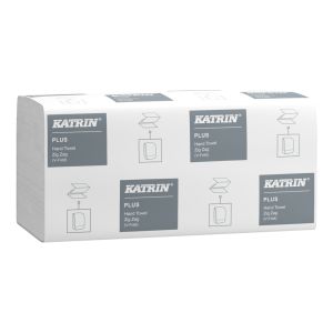 Katrin 83114 Plus White 1ply Zig Zag V Fold Hand Towels