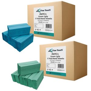Fine Touch PHTC1 Green/Blue 1ply C Fold Hand Towels