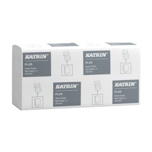 Katrin 61600 Plus 3ply White W Fold Hand Towels (Narrow Fold)