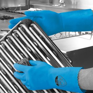 Optima™ Blue 30cm Mediumweight Natural Rubber Flock Lined Glove