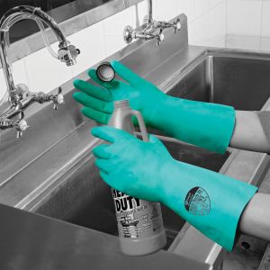 Nitri‑Tech® III Green Flock Lined 33cm Nitrile Rubber Glove