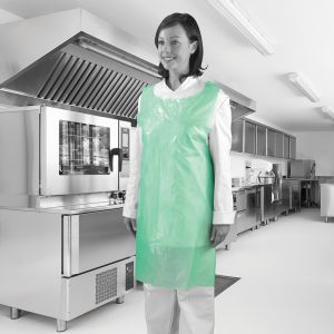 A14G/R Shield® Green Longer Length Disposable Aprons on a Roll