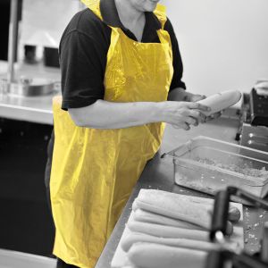 BTB023 Yellow Premium Disposable Aprons on a Roll