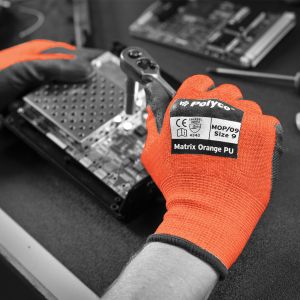 Matrix® Orange PU Cut Resistant PU Palm Coated Glove
