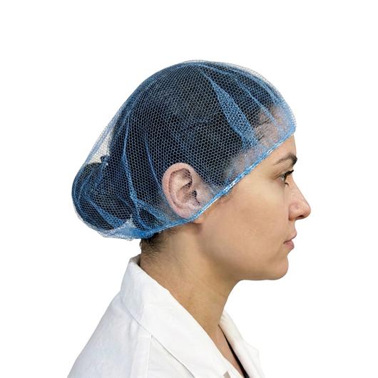 Photo of person wearing blue nylon hair net